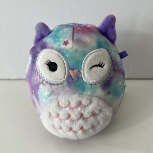 Squishmallow "Solina" the winking owl, Galaxy colored winking owl, plush, kelly